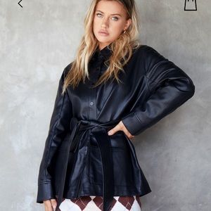 NWT leather jacket with belt